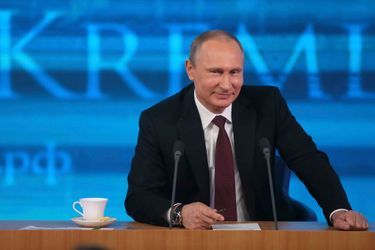 Vladimir Poutine ce jeudi, lors de sa grande conférence de presse télévisée à Moscou.
