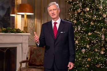 Le roi Philippe de Belgique au Palais royal à Bruxelles adresse ses voeux de Noël à la population, le 24 décembre 2015