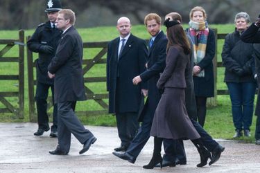 Les princes William et Harry et la duchesse Catherine de Cambridge à Sandringham, le 27 décembre 2015