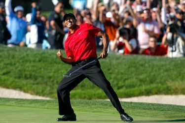 Tiger Woods après son birdie réussi au 18ème trou lors du championnat de l'US Open à San Diego en 2008.