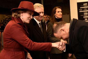 La reine Mathilde et le roi des Belges Philippe avec le président polonais Andrzej Duda à Bastogne, le 16 décembre 2019