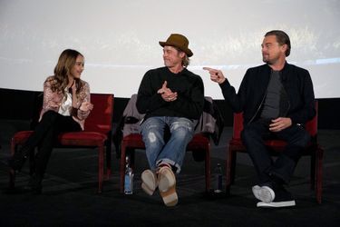 Julia Butters, Brad Pitt et Leonardo DiCaprio lors d&#039;un panel Q&amp;A autour du film «Once Upon A Time In Hollywood» à Los Angeles le 17 décembre 2019