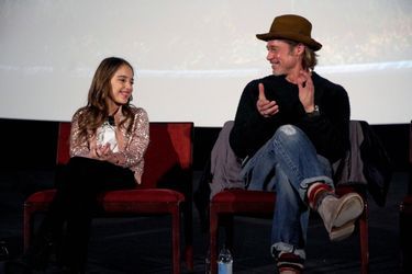 Julia Butters et Brad Pitt lors d&#039;un panel Q&amp;A autour du film «Once Upon A Time In Hollywood» à Los Angeles le 17 décembre 2019
