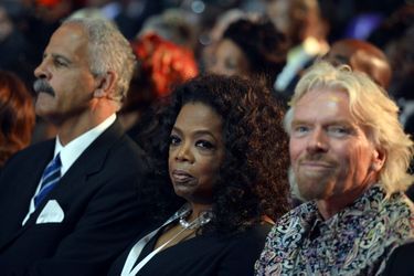 L'animatrice américaine Oprah Winfrey, aux côtés du fondateur de Virgin, Richard Branson
