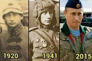 De g. à d.: Vladimir Poutine à travers les âges. 