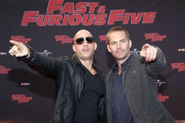 Vin Diesel et Paul Walker pendant la promotion de &quot;Fast and Furious 5&quot;, en avril 2011.