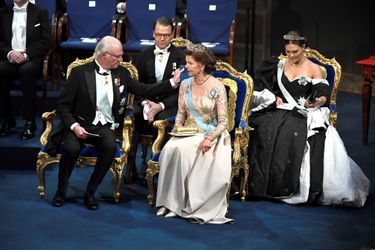 Le roi Carl XVI Gustaf de Suède, la reine Silvia, la princesse héritière Victoria et son mari le prince consort Daniel de Suède à Stockholm, le 10 décembre 2019