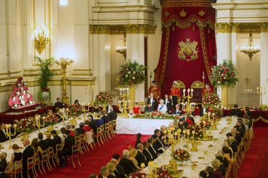 Le banquet d'Etat offert par la reine Elizabeth II au président de la la République populaire de Chine dans la Salle de bal de Buckingham Palace à Londres, le 20 octobre 2015