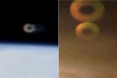 A gauche, le &quot;donut&quot; de l&#039;espace filmé par l&#039;ISS. A droite, les OVNIs prétendument aperçus à Bangkok à la fin du mois de novembre. 