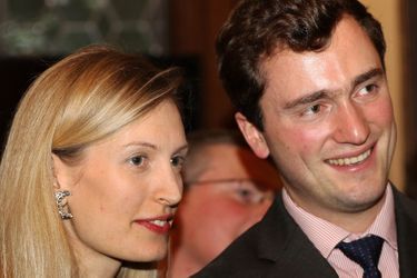 Le prince Amedeo de Belgique et son épouse Lili à Bruxelles, le 14 décembre 2015
