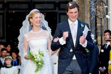 Le prince Amedeo et Lili Rosboch le jour de leur mariage à Rome, le 5 juillet 2014
