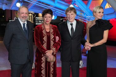 Sibylle Szaggars, Robert Redford et Melita Toscan du Plantier au Festival du film de Marrakech, le 6 décembre 2019.