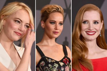 Emma Stone, Jennifer Lawrence, Jessica Chastain aux Governors Awards à Los Angeles