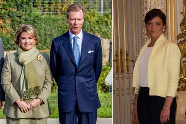 La duchesse Maria-Teresa et le grand-duc Henri de Luxembourg le 27 septembre 2017. A droite, leur fille la princesse Alexandra, le 11 mai 2017
