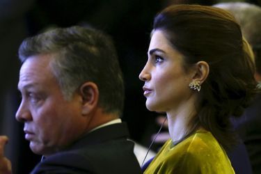 La reine Rania et le roi Abdallah II de Jordanie au forum Med 2015 à Rome, le 10 décembre 2015