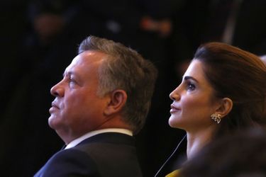La reine Rania et le roi Abdallah II de Jordanie au forum Med 2015 à Rome, le 10 décembre 2015