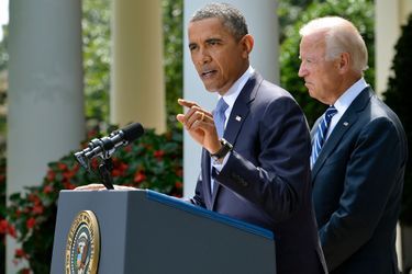 Barack Obama et son vice-président, Joe Biden, samedi à la Maison Blanche.