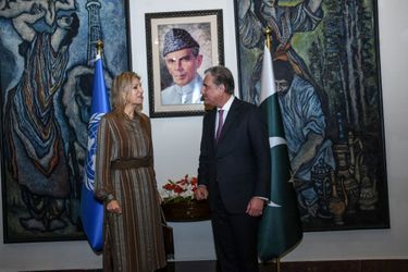 La reine Maxima des Pays-Bas avec ministre des Affaires étrangères pakistanais Shah Mehmood Qureshi à Islamabad, le 25 novembre 2019
