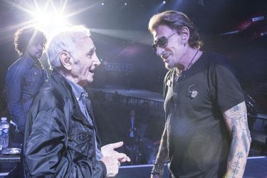 Johnny Hallyday et Charles Aznavour en 2013.