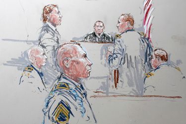 En janvier dernier, Robert Bales (au premier plan) était présenté devant la cour martiale de la base Lewis-McChord.