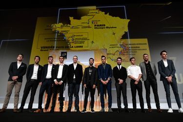 Les héros du Tour lors de la présentation du parcours 2018. 