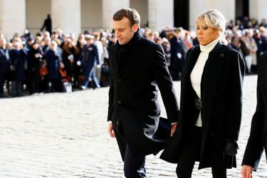 Emmanuel et Brigitte Macron lors de l&#039;hommage national à Jean d&#039;Ormesson.