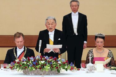 La princesse Alexandra et le grand-duc Henri de Luxembourg avec l'empereur du Japon Akihito à Tokyo, le 27 novembre 2017