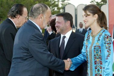 La reine Rania de Jordanie avec le roi Abdallah II, le 25 mai 2003
