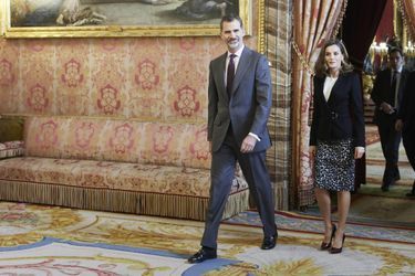 La reine Letizia et le roi Felipe VI d&#039;Espagne à Madrid, le 1er décembre 2017