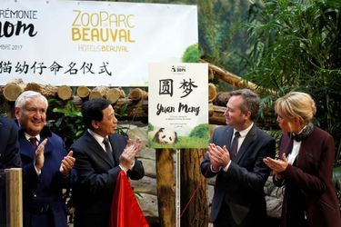 La cérémonie du baptême du petit panda de Beauval, en présence de sa marraine Brigitte Macron.