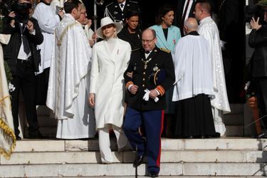 La princesse Charlène et le prince Albert II de Monaco suivis des princesses Caroline et Stéphanie, à Monaco le 19 novembre 2019