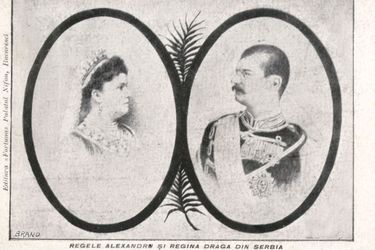 Portraits de la reine Draga et du roi Alexandre Ier de Serbie