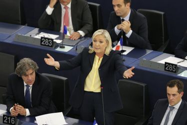 Marine Le Pen au Parlement euopéen, le 7 octobre. 