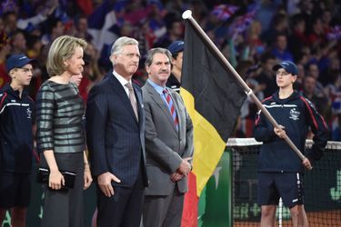La reine Mathilde et le roi Philippe de Belgique lors de la finale de la Coupe Davis à Gant, le 27 novembre 2015