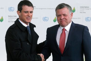 Le roi Abdallah II de Jordanie et Manuel Valls à la COP21 à  Paris, le 30 novembre 2015