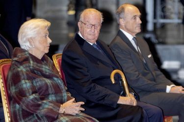L&#039;ex-reine Paola, l&#039;ex-roi des Belges Albert II et leur gendre le prince Lorenz à Bruxelles, le 15 novembre 2019