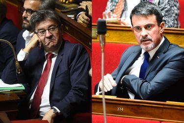 Jean-Luc Mélenchon et Manuel Valls à l'Assemblée nationale.