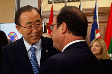 François Hollande et le secrétaire général de l'ONU Ban Ki moon