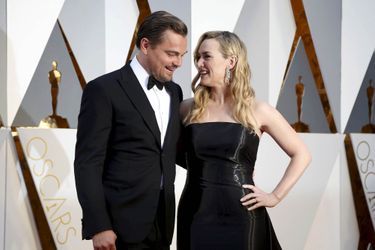 Kate Winslet et Leonardo DiCaprio le 29 février 2016.