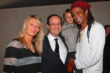 Isabelle Camus, Yannick Noah et leur fils Joalukas avec François Hollande