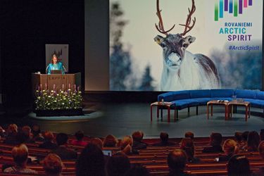 Ségolène Royal à l&#039;ouverture de la conférence sur les enjeux climatiques à Rovaniemi, le 15 novembre.