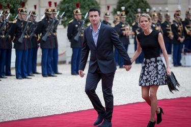 Tiphaine Auzière et son mari Antoine, le 14 mai à l&#039;Elysée, jour de l&#039;investiture du président Macron.