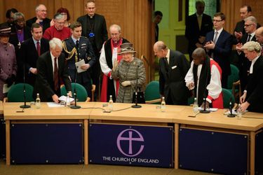 La reine Elizabeth II et le prince Philip à Church House à Westminster, le 24 novembre 2015
