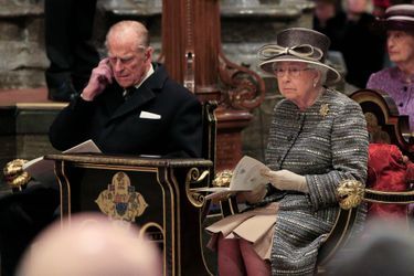La reine Elizabeth II et le prince Philip à l'abbaye de Westminster, le 24 novembre 2015