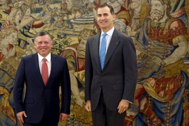 Le roi Felipe VI d&#039;Espagne et le roi Abdallah II de Jordanie à Madrid, le 20 novembre 2015