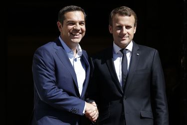 Alexis Tsipras et Emmanuel Macron à Athènes, jeudi.