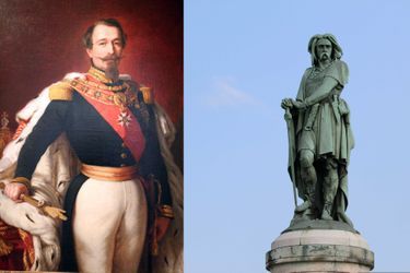 Portrait de Napoléon III par Winterhaler (musée de l’Armée aux Invalides) – Statue de Vercingétorix à Alise-Sainte-Reine