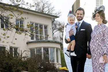 La princesse Sofia, le prince Carl Philip et le prince Alexander de Suède le 14 juillet 2017. A gauche, la Villa Solbacken à Stockholm le 17 mai 2017