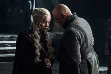Daenerys Targaryen (Emilia Clarke) et Varys (Conleth Hill) dans l&#039;épisode 3 de la saison 7 de &quot;Game of Thrones&quot;.  