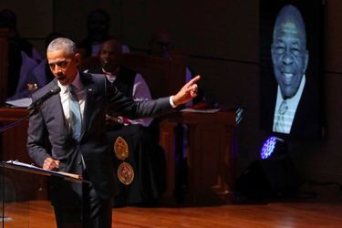 Barack Obama aux funérailles d'Elijah Cummings à Baltimore, le 25 octobre 2019.
